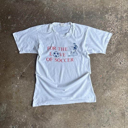 White Single Stitch Graphic Football T-Shirt - M