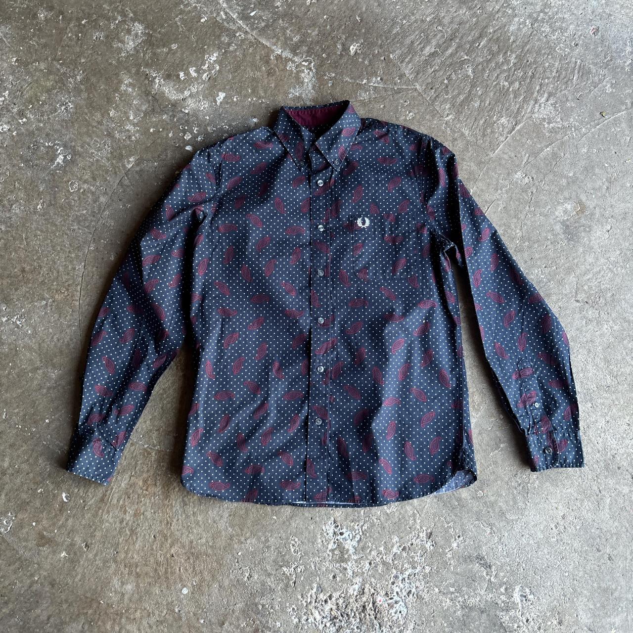 Navy Paisley Fred Perry x Drakes Long Sleeve Shirt