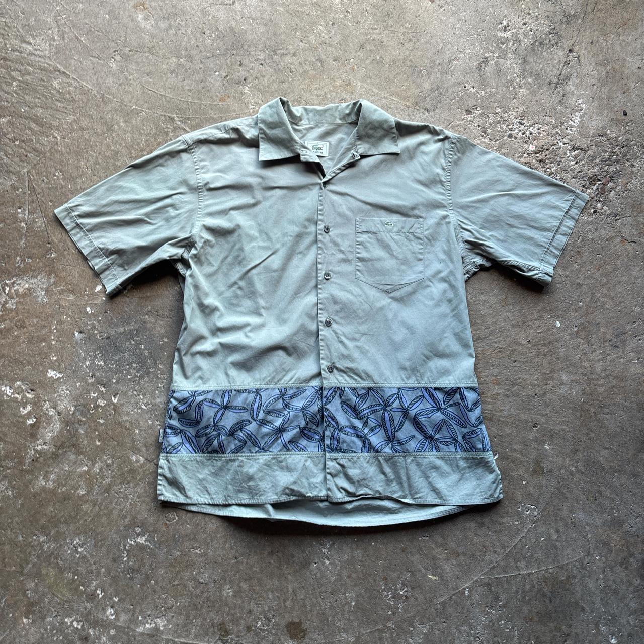 Light Green Patterned Lacoste Short Sleeve Shirt