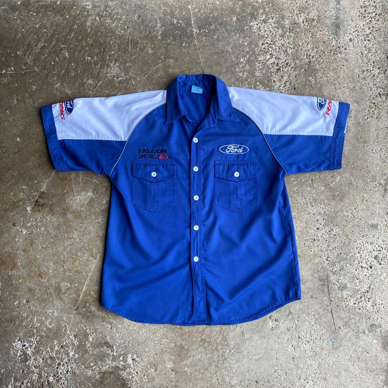 Blue & White Ford Racing Short Sleeve Shirt - L