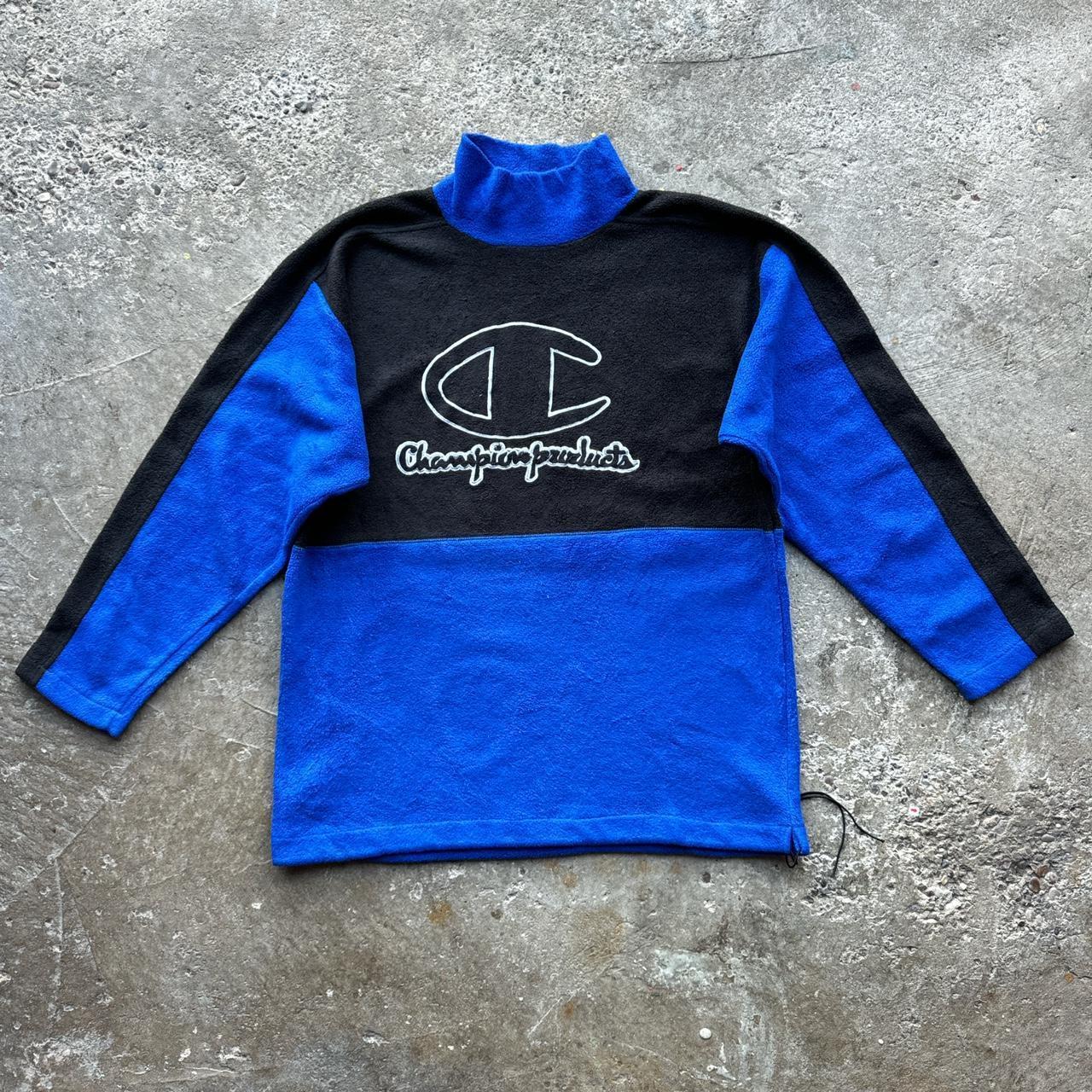 Vintage blue and black Champion fleece pullover