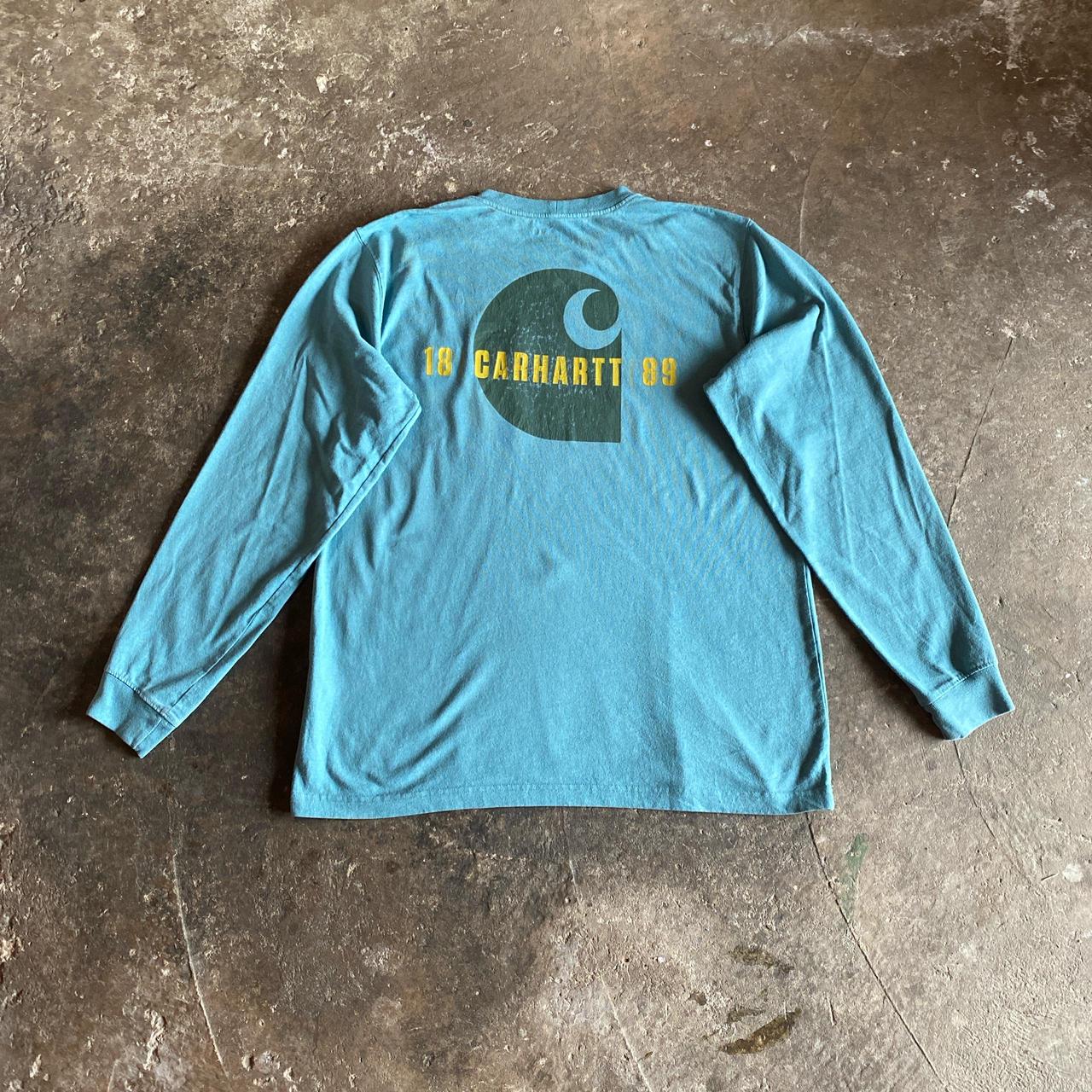 Blue Long Sleeve Carhartt Graphic T-Shirt - L