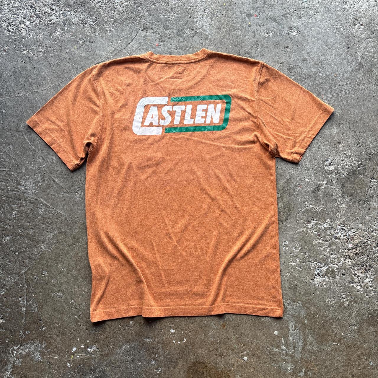 Orange Carhartt pocket tee with company logo -  M