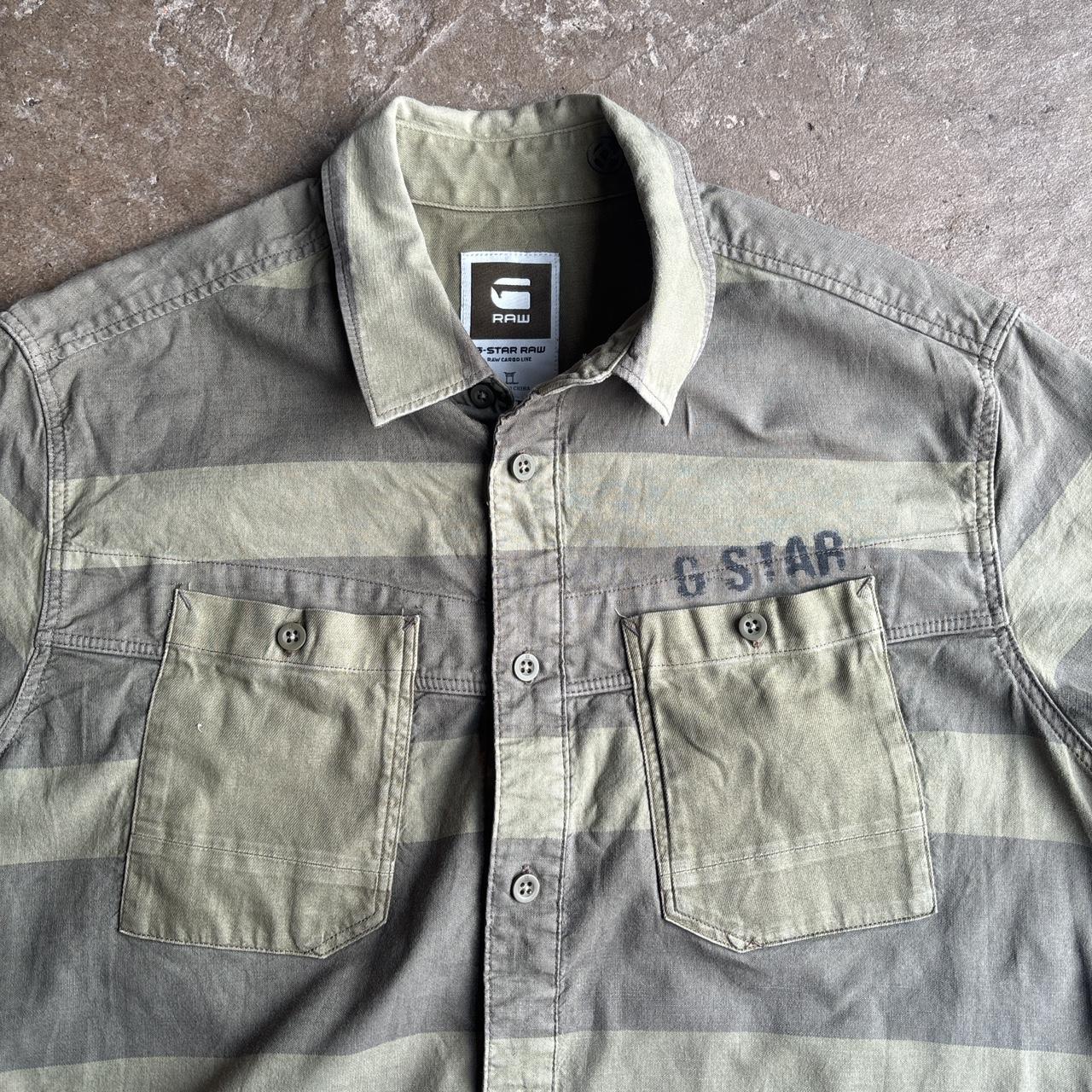 Green Striped G-STAR RAW Short Sleeve Shirt
