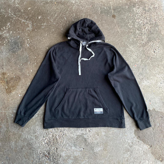 Black Champion Drawstring Hoodie - L