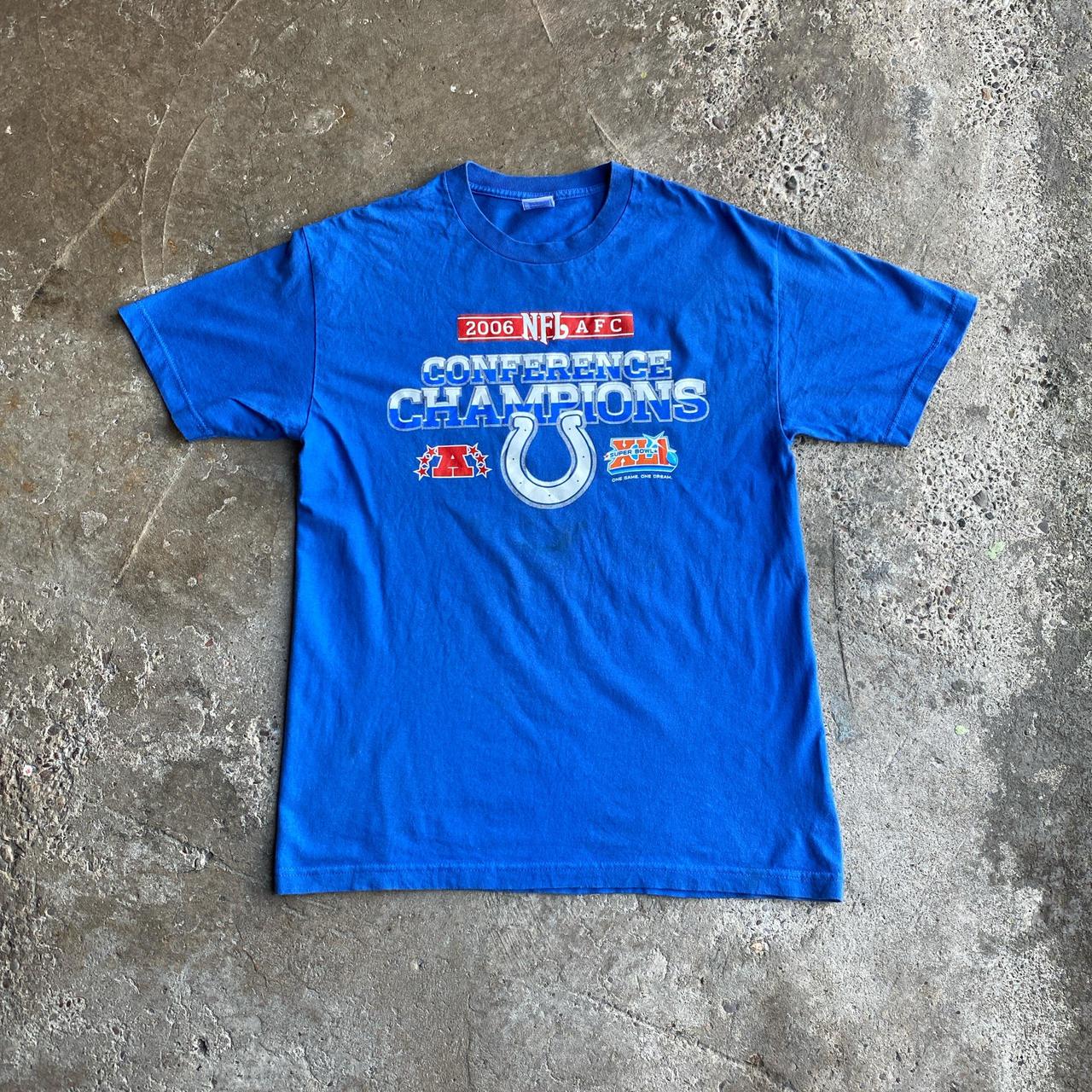 Vintage 2006 Indianapolis Colts NFL Conference Champions Blue Graphic T-Shirt