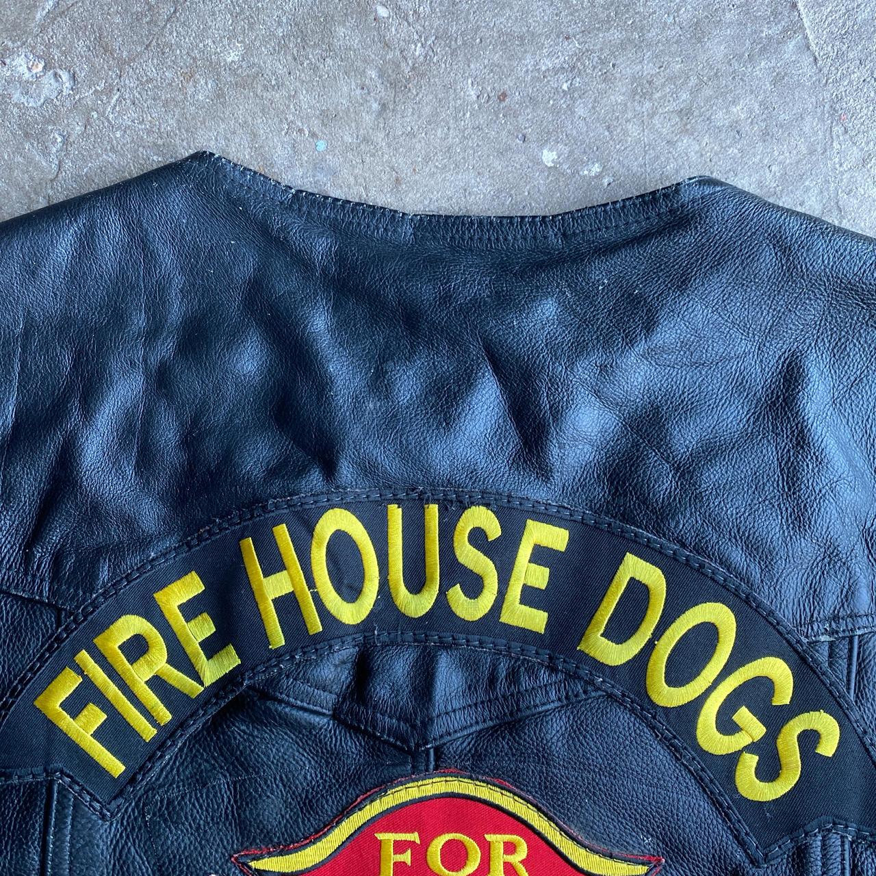 Black Leather Motorcycle Vest Jacket - 2XL