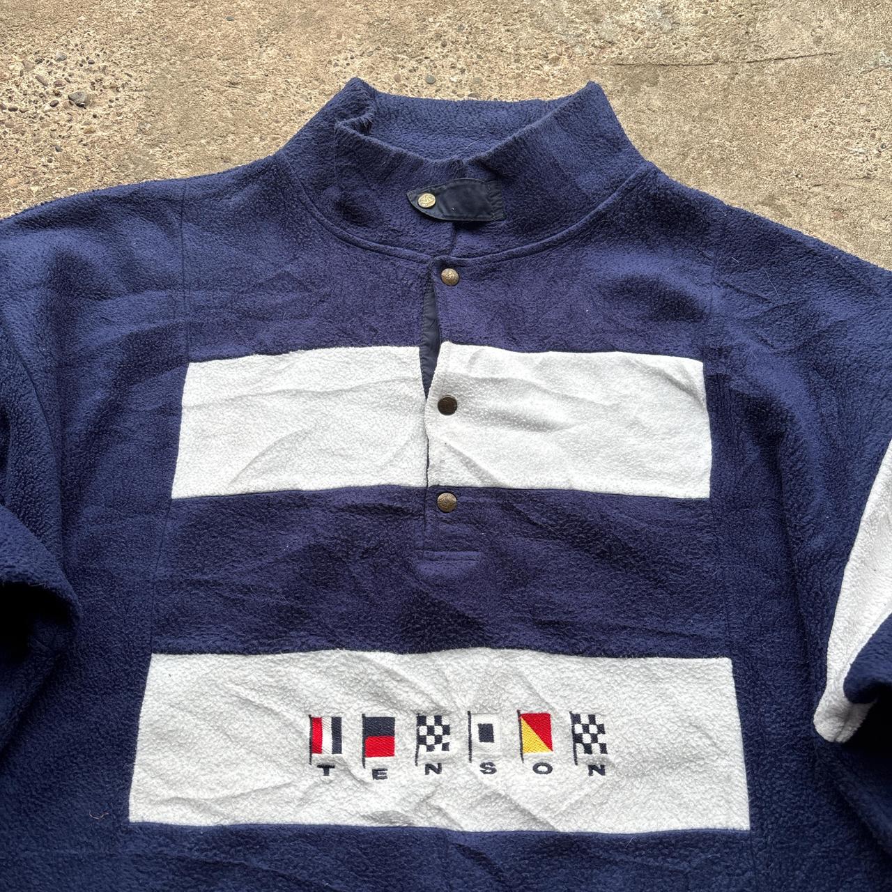Navy and white Tenson Polartec vintage fleece with embroidered flag