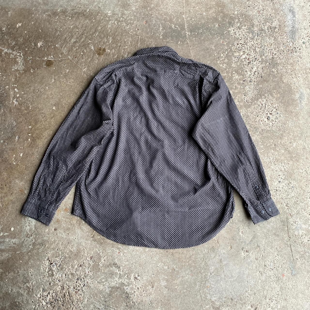 Black & Grey Checkered Long Sleeve Button Up Shirt - L