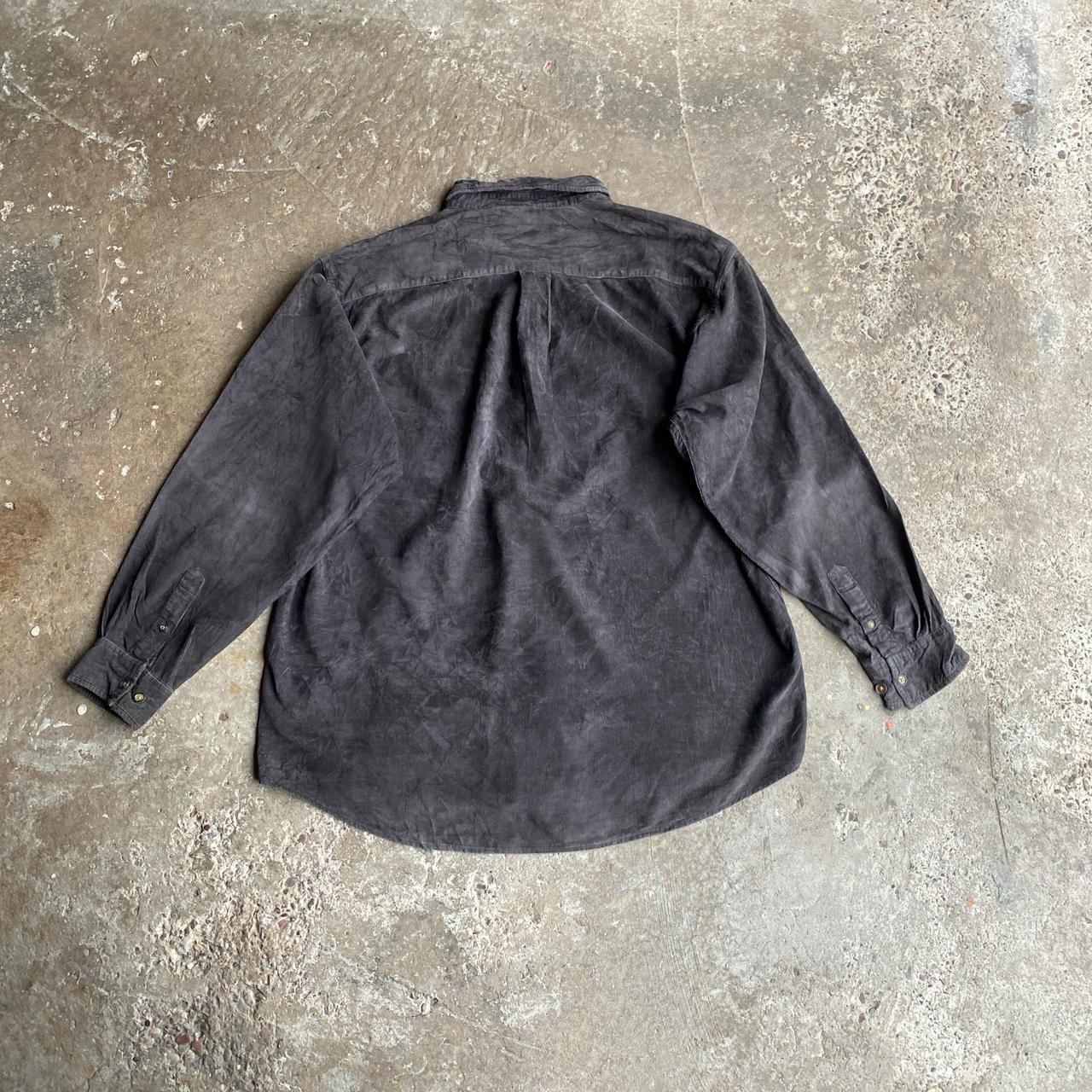 Dark Grey Corduroy Button Up Long Sleeve Shirt - XL