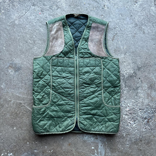 Vintage Green Ganton quilted Riding / hunting puffer gilet
