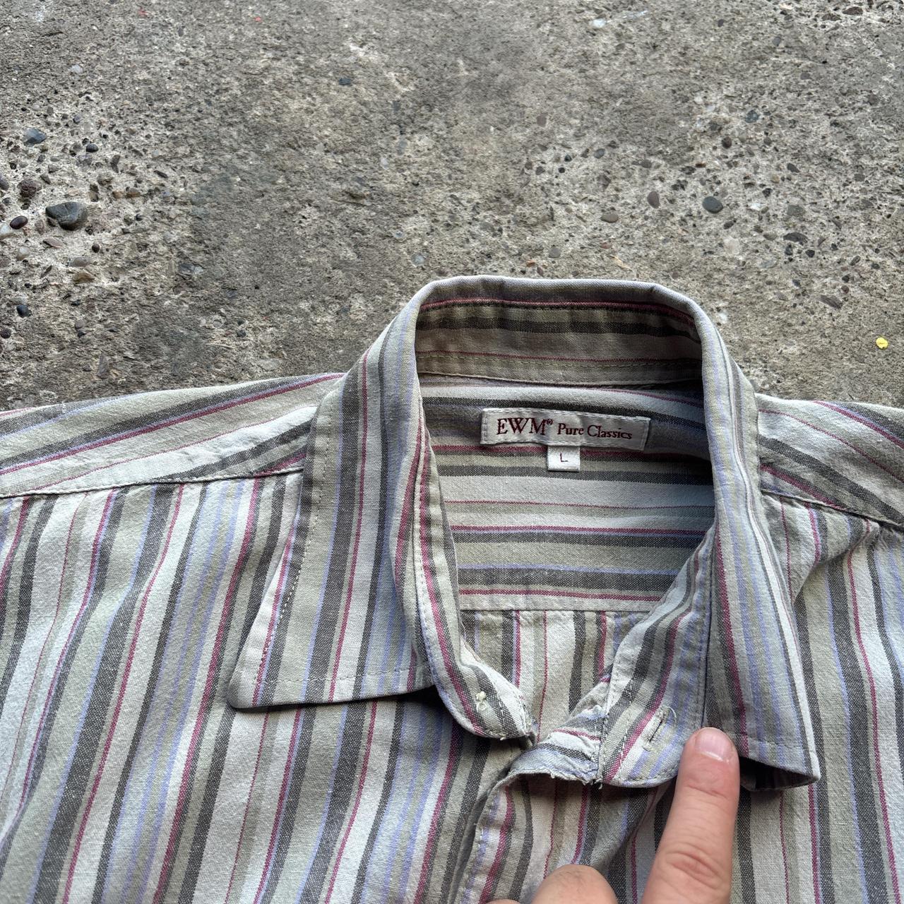 Vintage Cream striped short-sleeved shirt - L