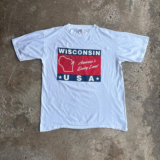 White Single Stitch ‘Wisconsin’ Graphic T-Shirt - L