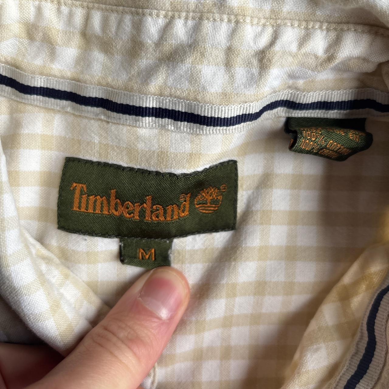 Yellow & White Checkered Timberland Short Sleeve Shirt - M