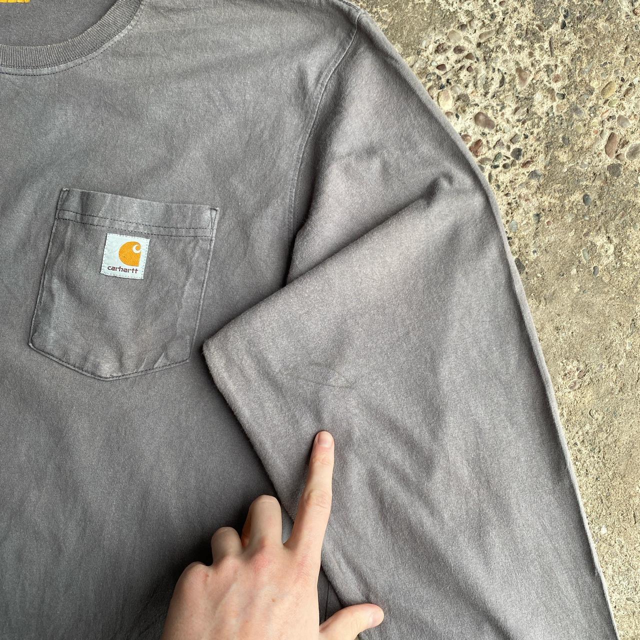 Grey Carhartt Long-Sleeve Single Pocket T-Shirt - XL