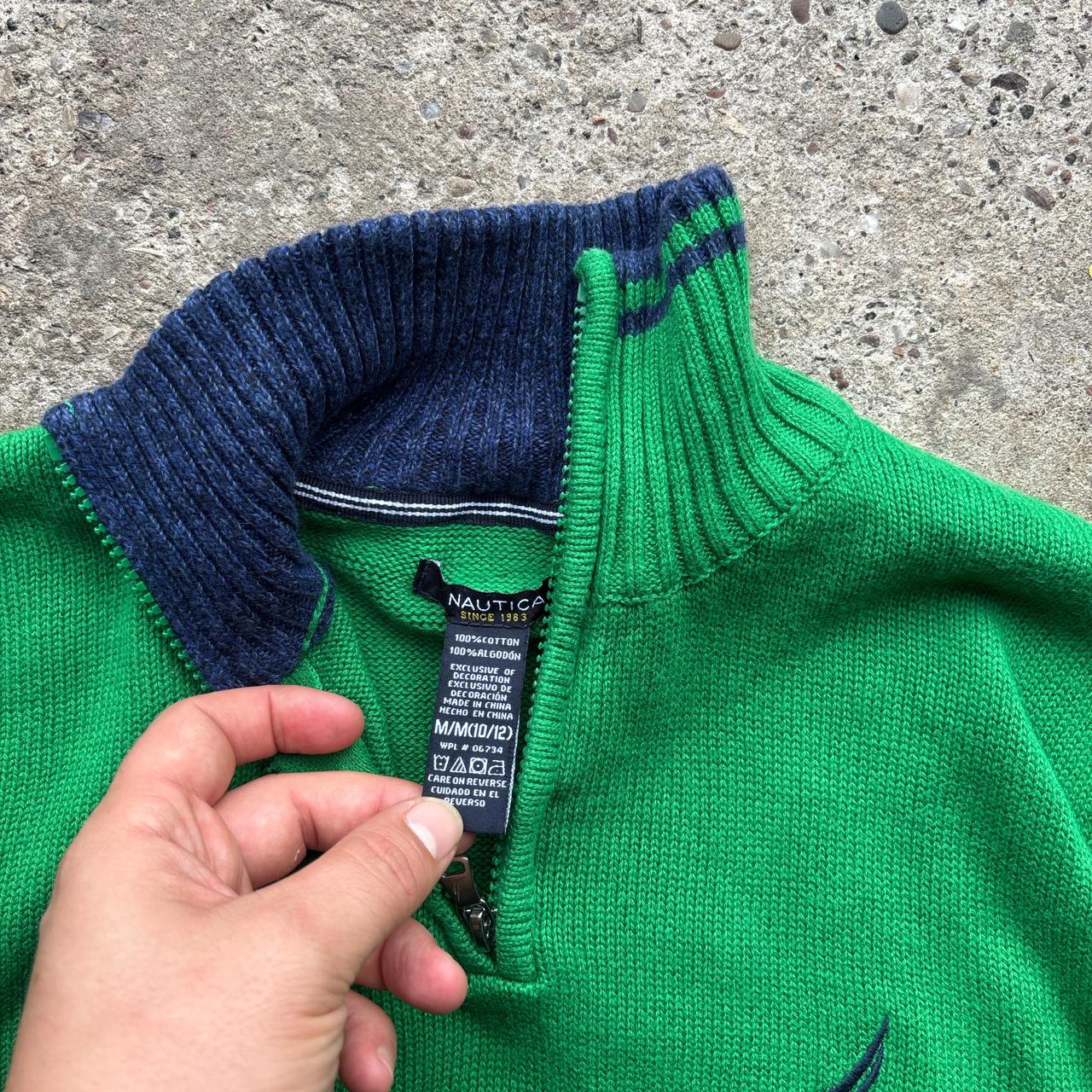 Green Nautica Quarter Zip knitted sweater - M