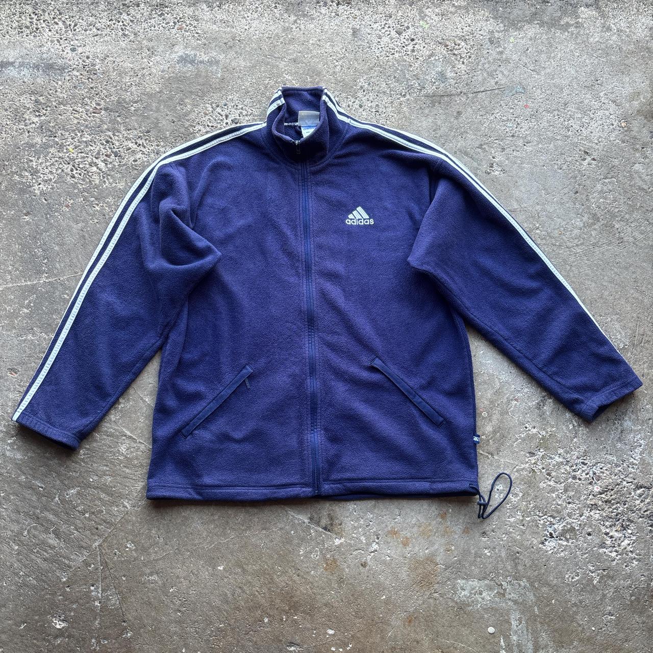 90s Navy and white Adidas fleece - L
