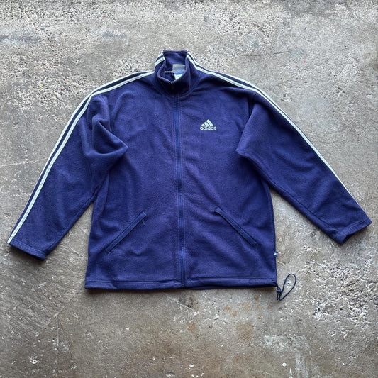 90s Navy and white Adidas fleece - L