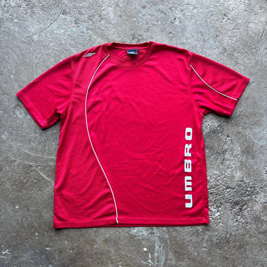 Vintage red and white Umbro activewear t-shirt