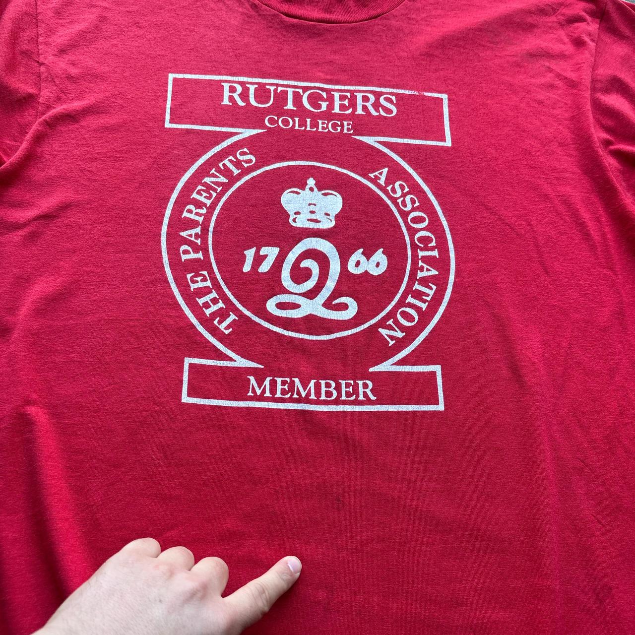 90s Red Single-stitch graphic tee with Rutgers Collge print - XL