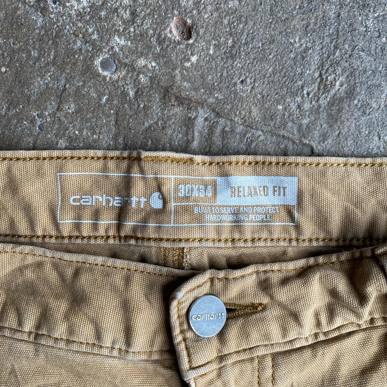 Tan Carhartt Distressed Carpenter Pants - W30