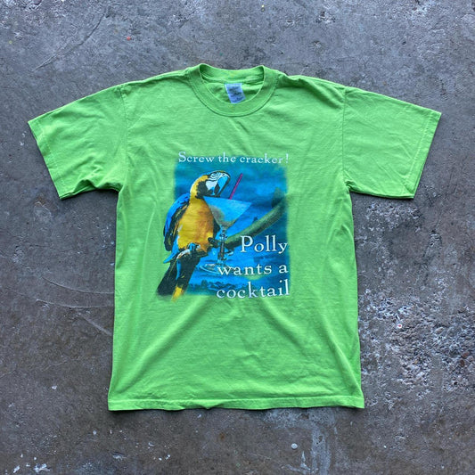 Green “Screw the cracker, Polly wants a cocktail” graphic tee