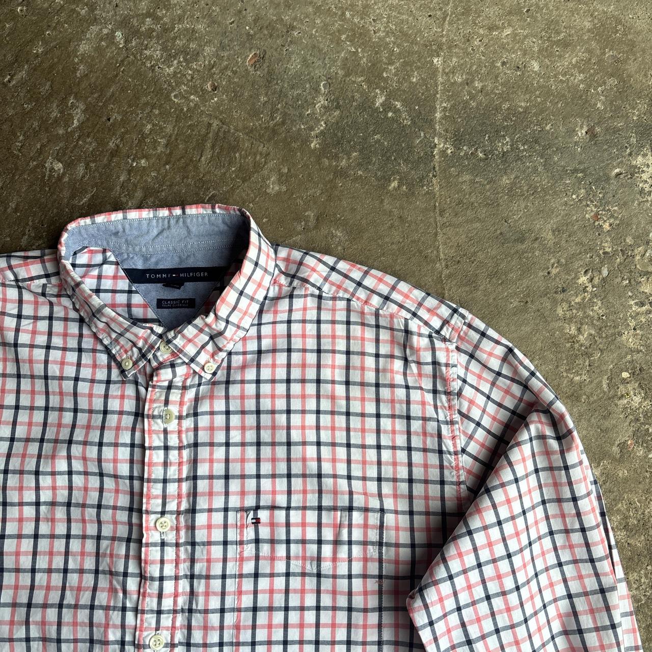 White & Pink Tommy Hilfiger Checkered Oxford Shirt -  XL