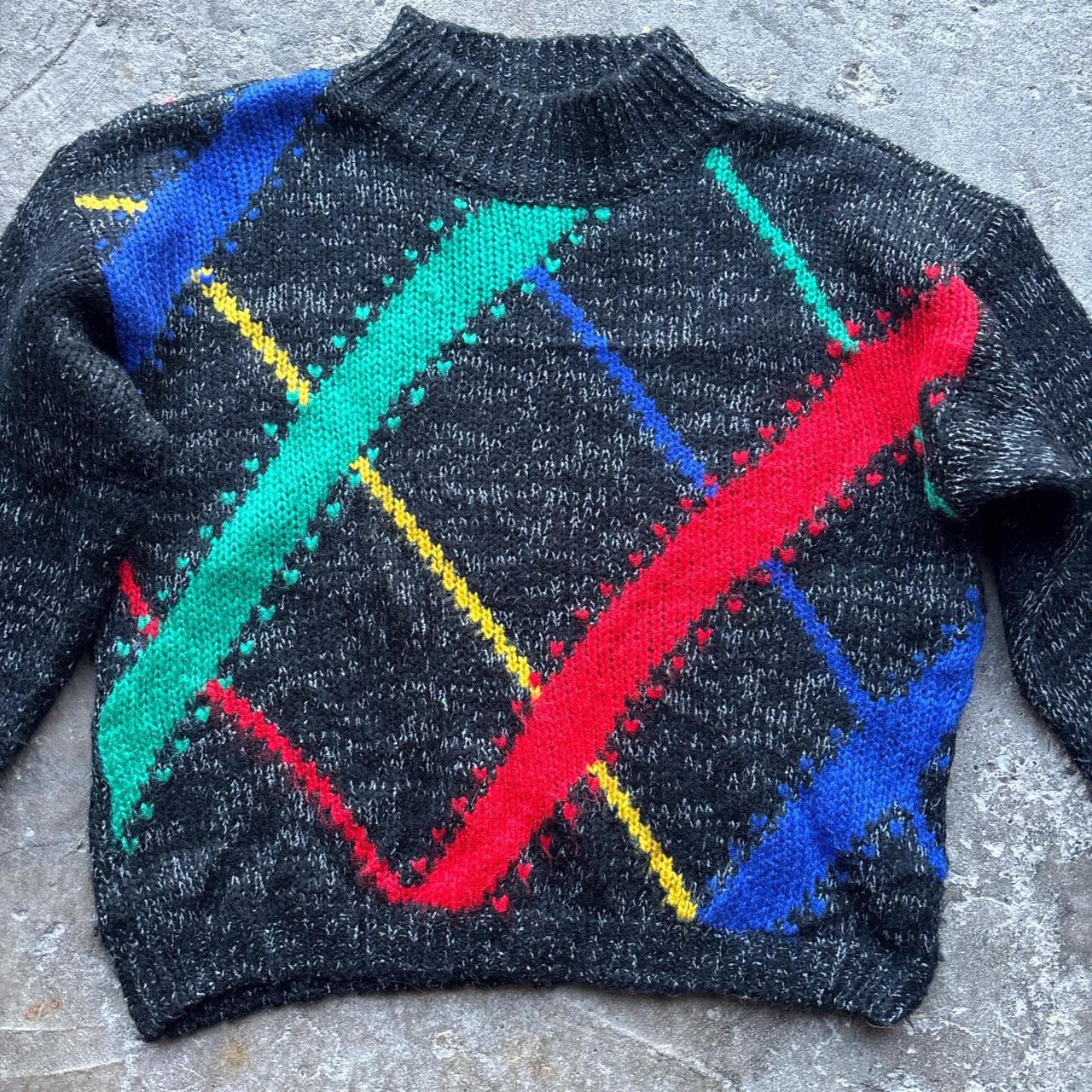 Black Club Sporting de Paris knitted sweater with 80s pattern