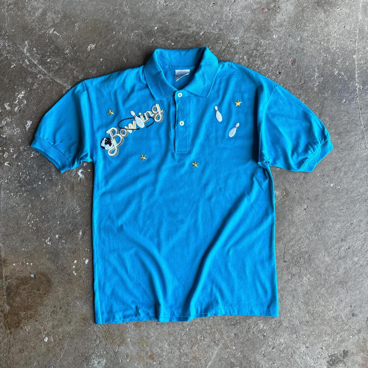 90s Blue Bowling polo shirt
