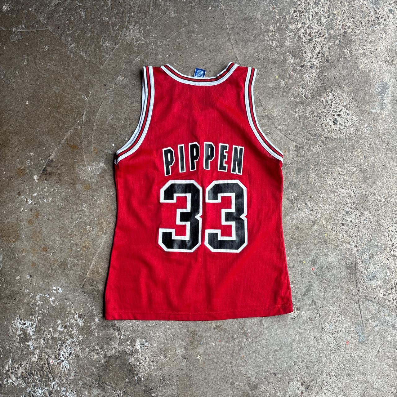 Vintage 90s Champion Chicago Bulls Scottie Pippen Red Basketball Jersey