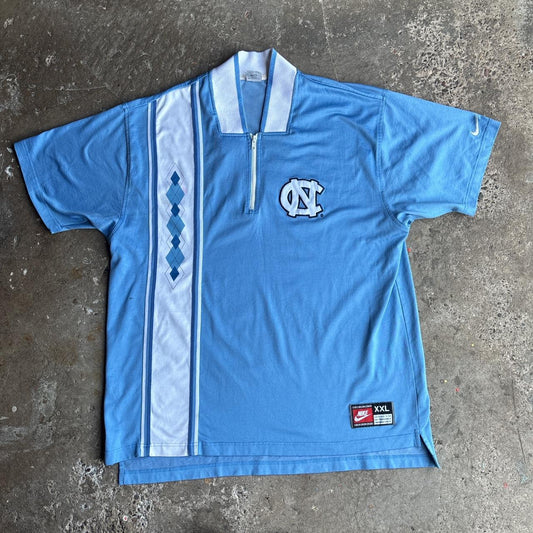 Vintage Nike Men 2XL 1990's UNC Tar Heels 1/4 Zip Warm Up Basketball Jersey