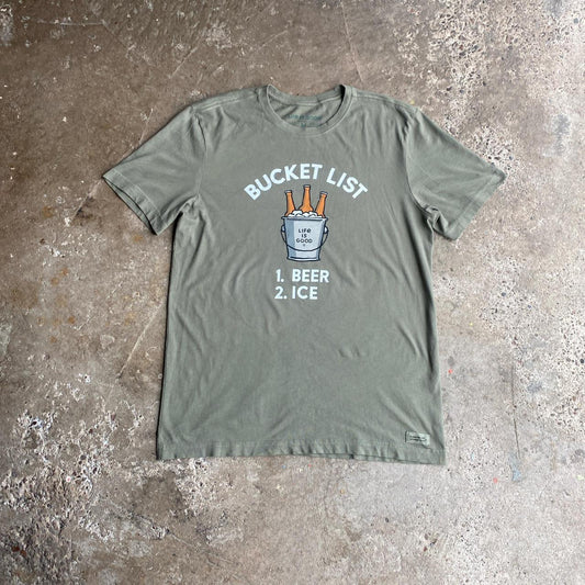 Khaki Green Graphic Beer T-Shirt - M