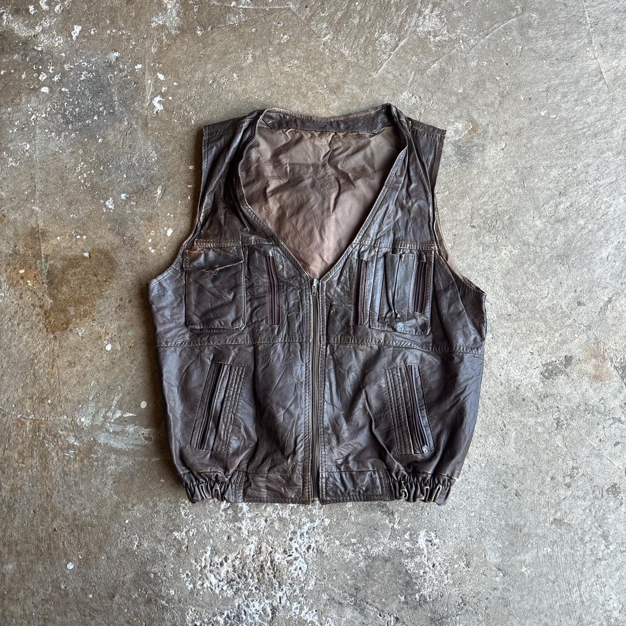 Brown Leather Vest Jacket