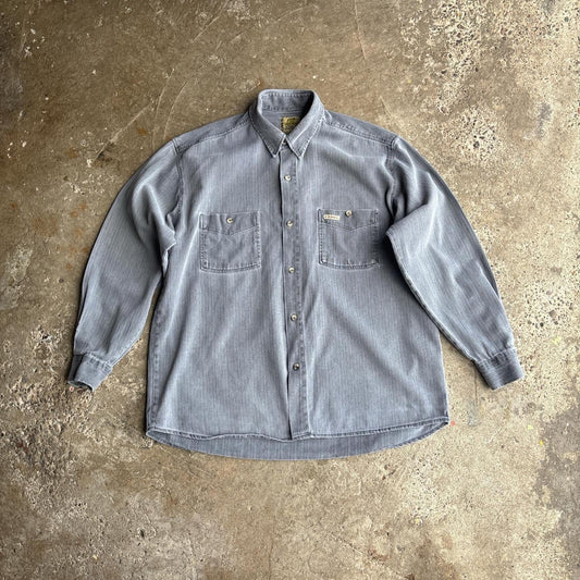 Textured Grey Camel Long-Sleeve Shirt - XL