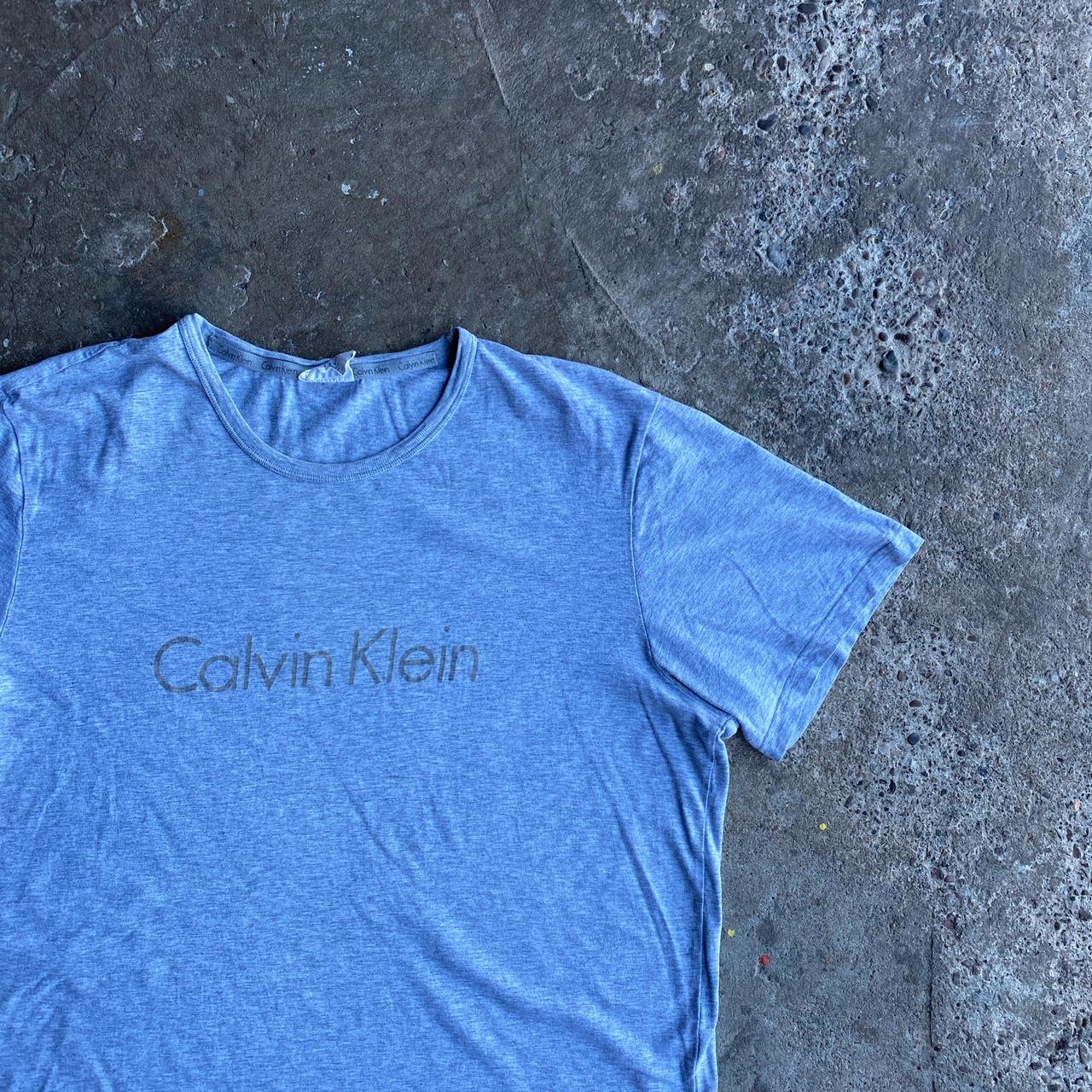 Grey Calvin Klein Text T-Shirt - L