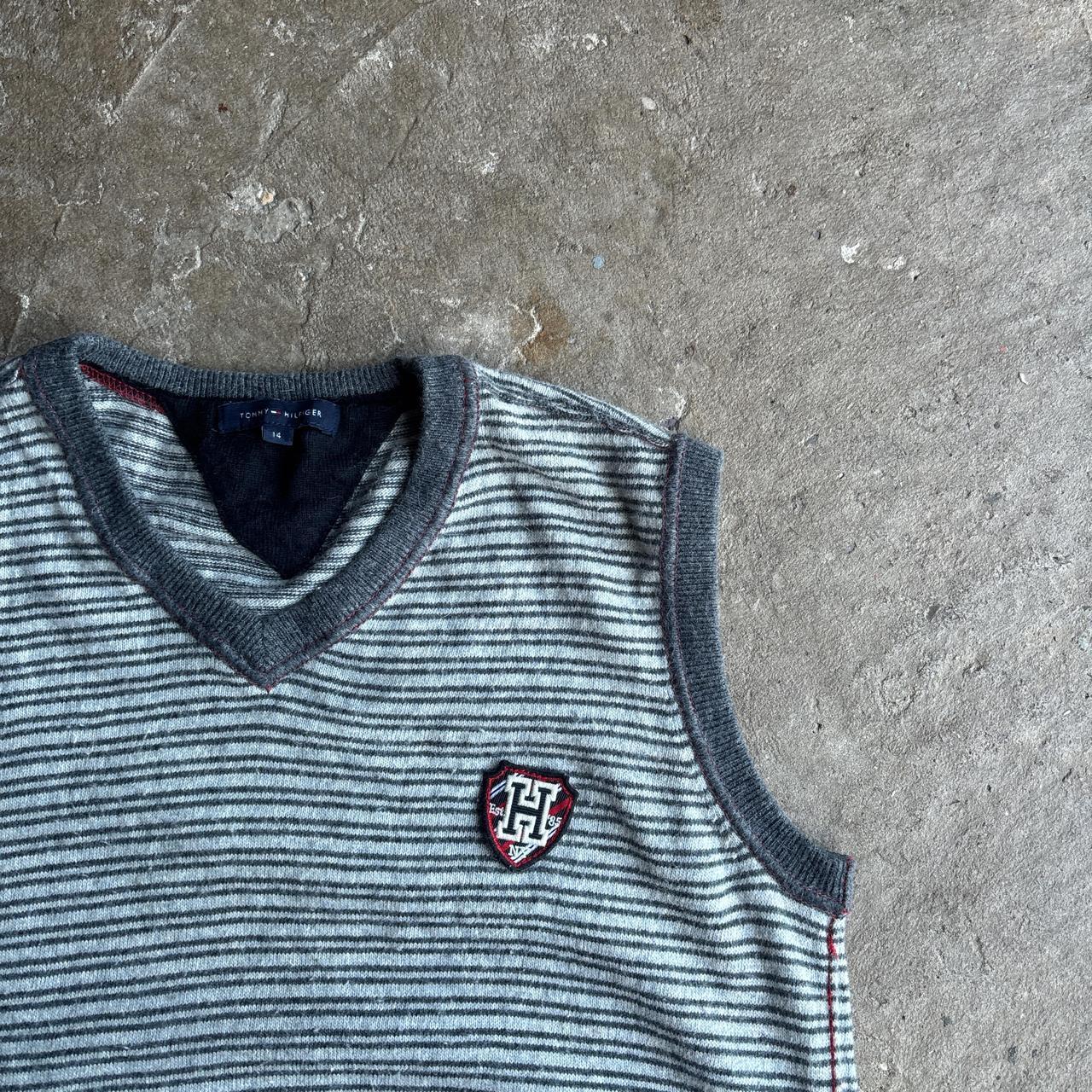 Striped Grey Tommy Hilfiger Knitted Vest - 14 (women’s)