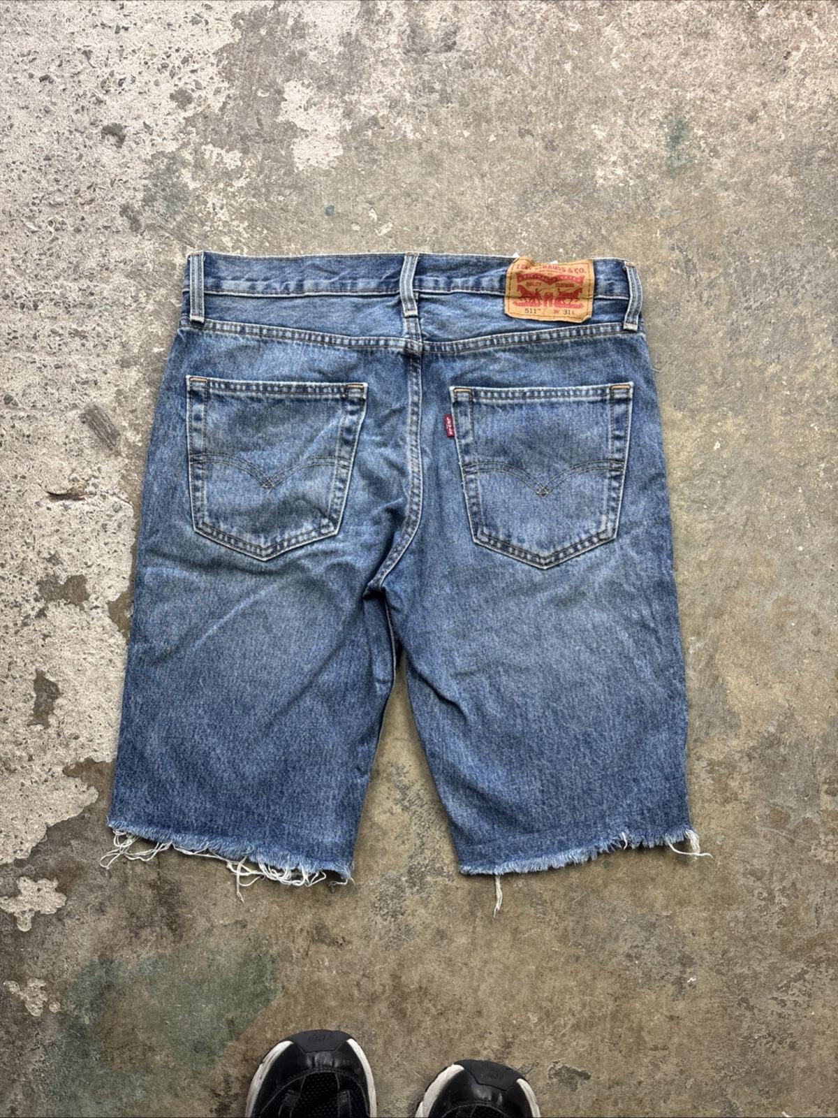 Distressed Blue Denim Levi’s 511 Men’s Cut Off Shorts - W31