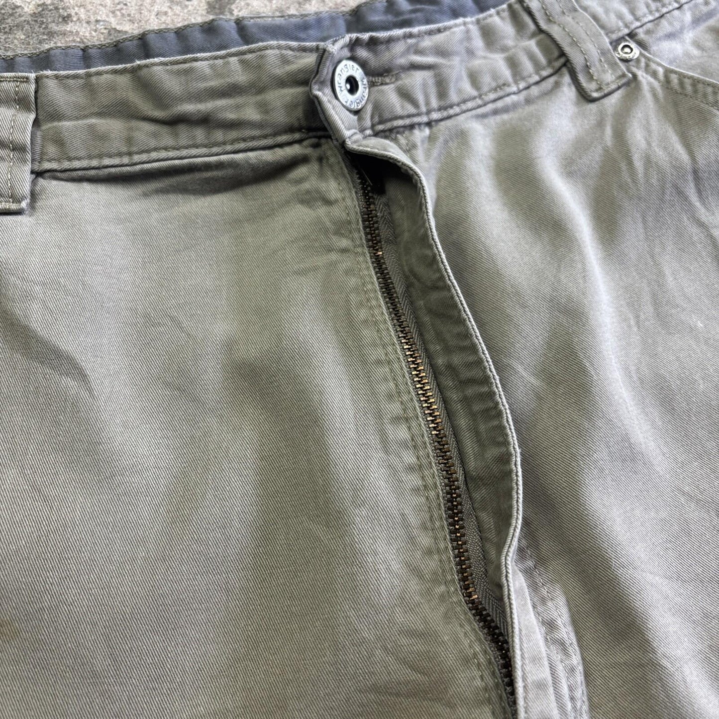 Khaki Green Cotton Wrangler Carpenter Shorts | W42