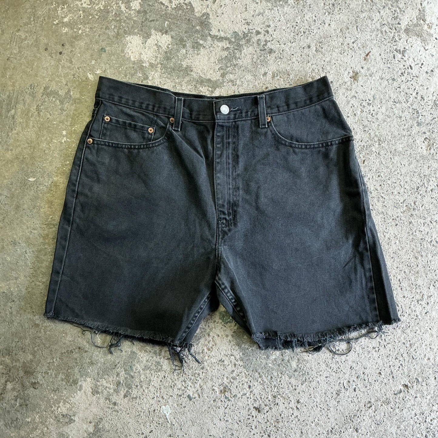 Black Levi’s Denim Jean Shorts with Cut Offs | W36