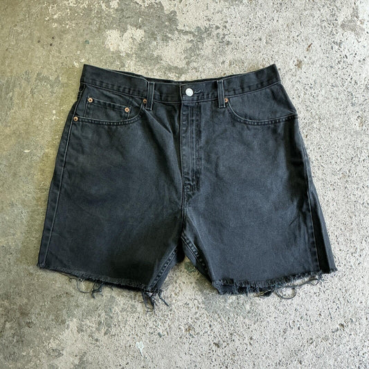 Black Levi’s Denim Jean Shorts with Cut Offs | W36