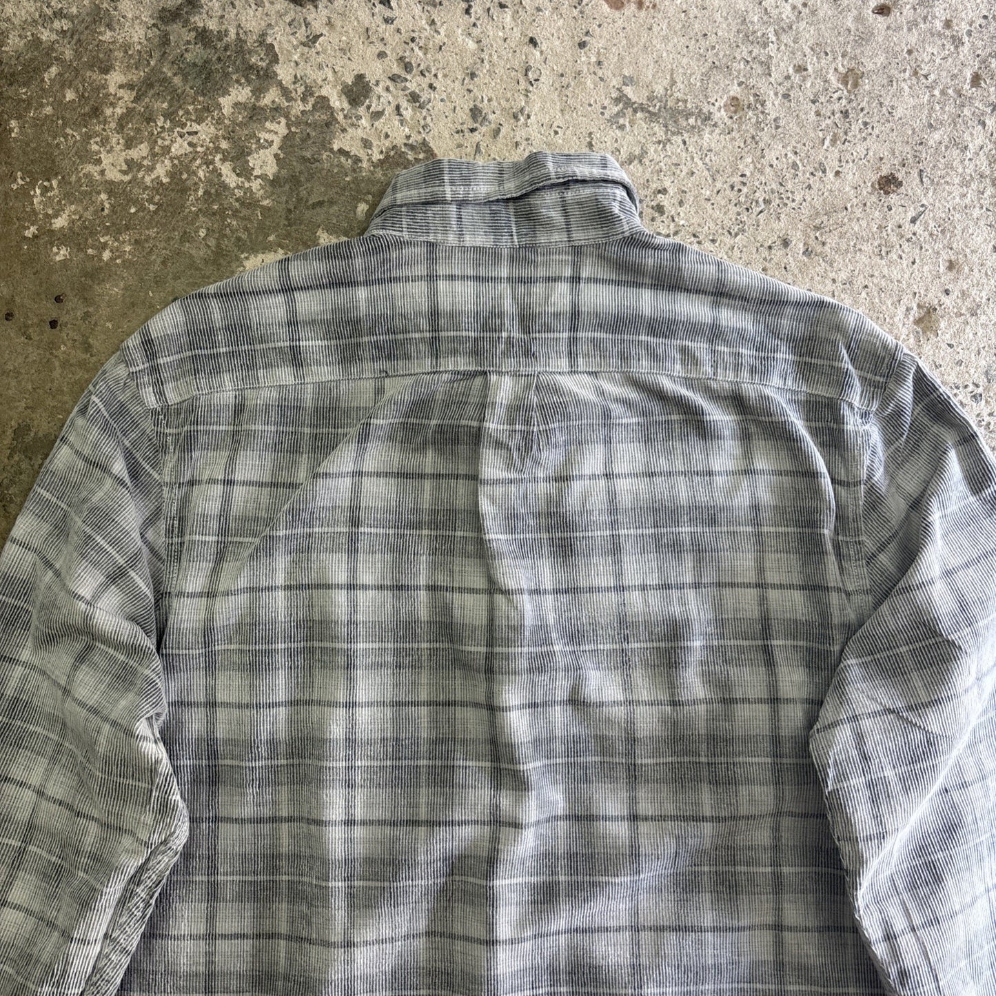 Grey Checkered Corduroy Long Sleeve Shirt | Size L