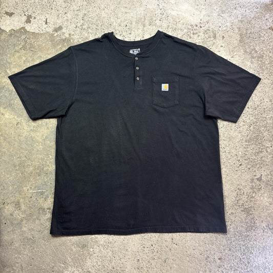 Black Carhartt Button Up Loose T-Shirt With Chest Pocket | Size 3XL