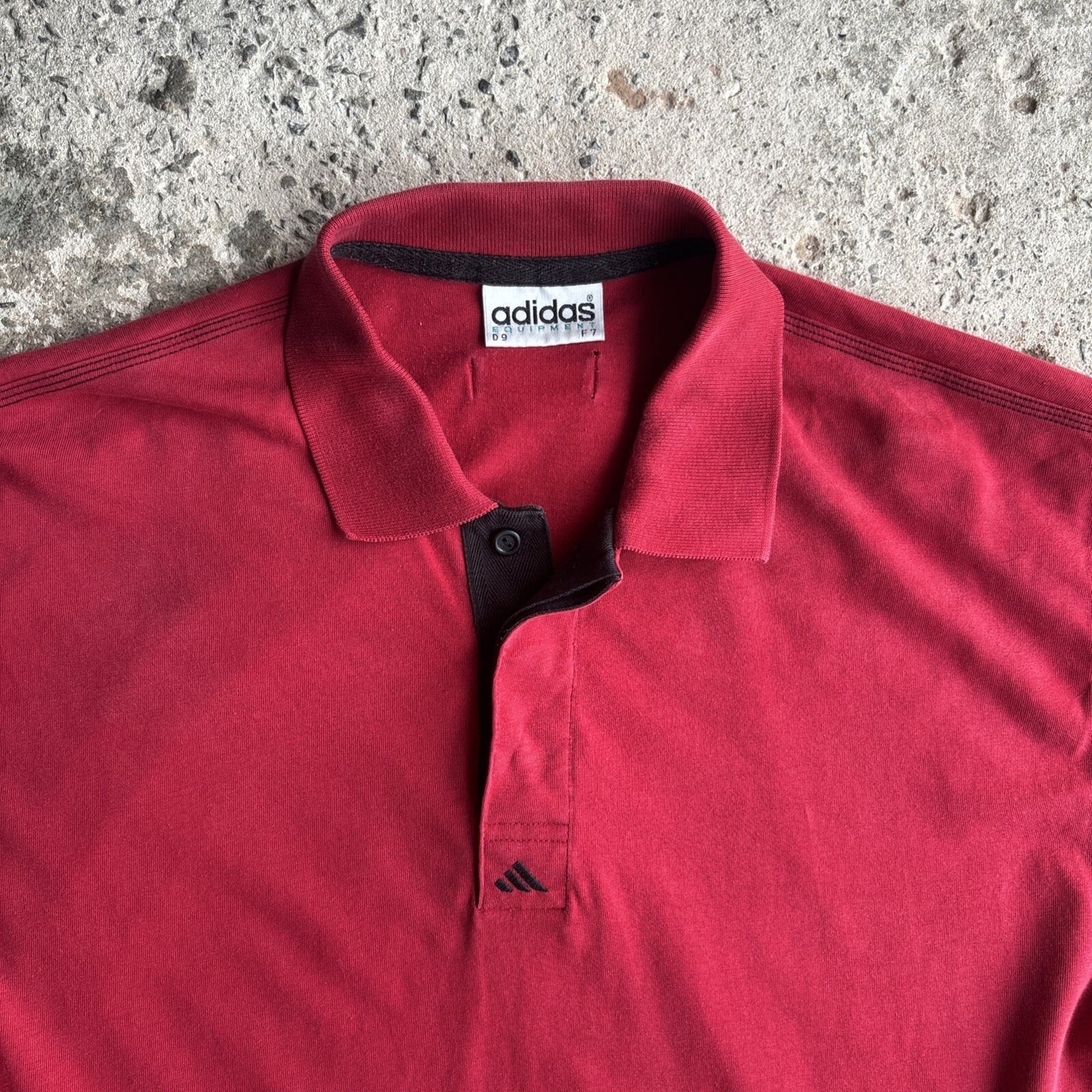 Vintage 90s Red Adidas Button Up Polo Shirt | Size: XL