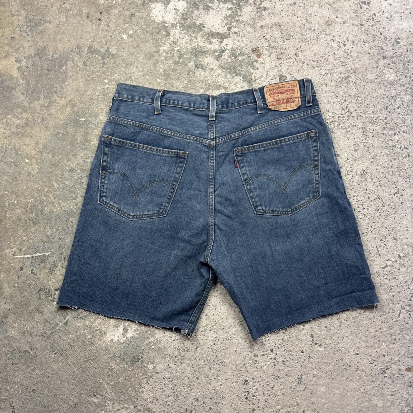 Blue Denim Levi’s 559 Relaxed Cut Off Jean Shorts | W38"