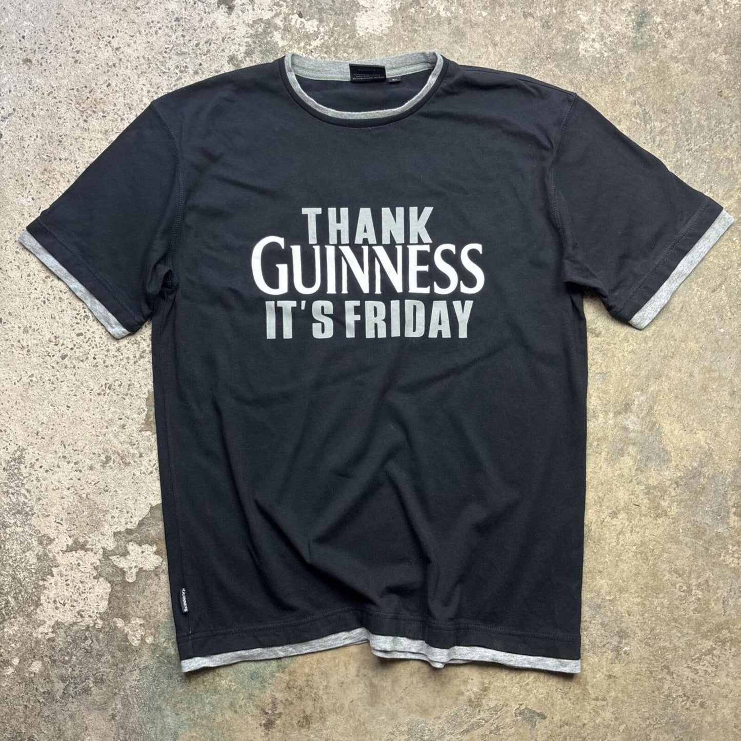 Black Guinness T-shirt with ‘Thank Guinness it’s Friday’ print - M/L