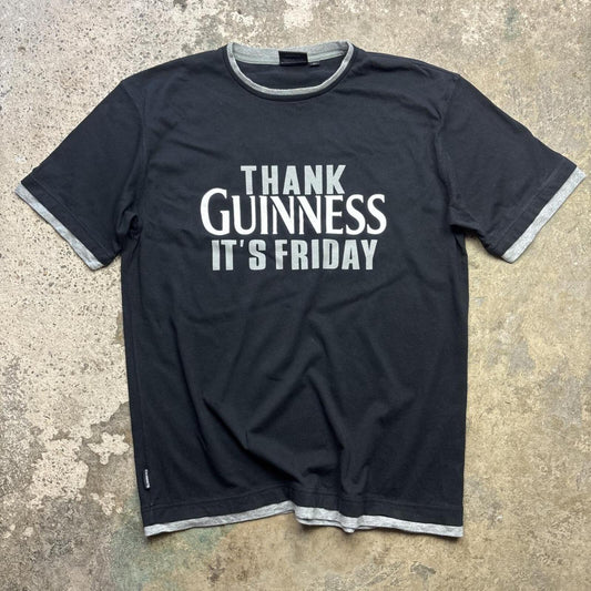Black Guinness T-shirt with ‘Thank Guinness it’s Friday’ print - M/L