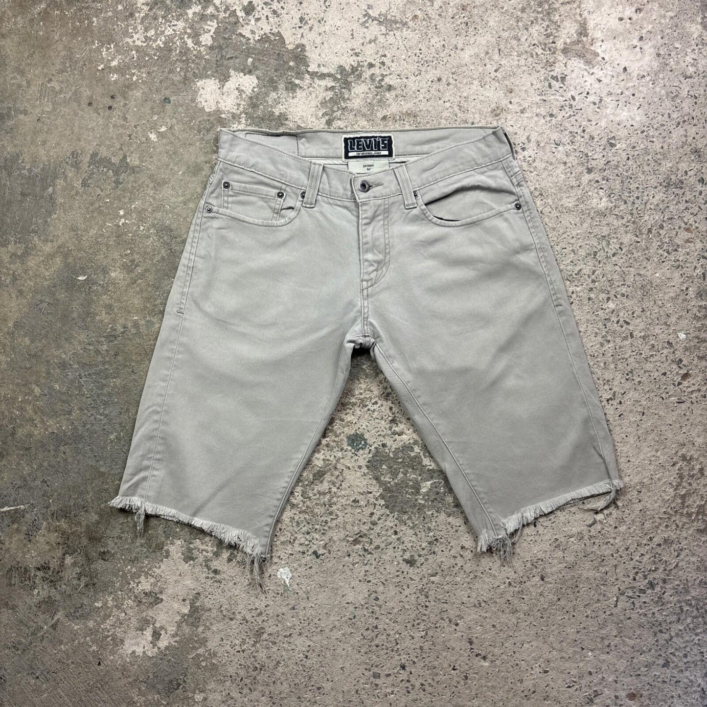 Beige Denim Levis 511 Skinny Cut Off Jean Shorts | W31"