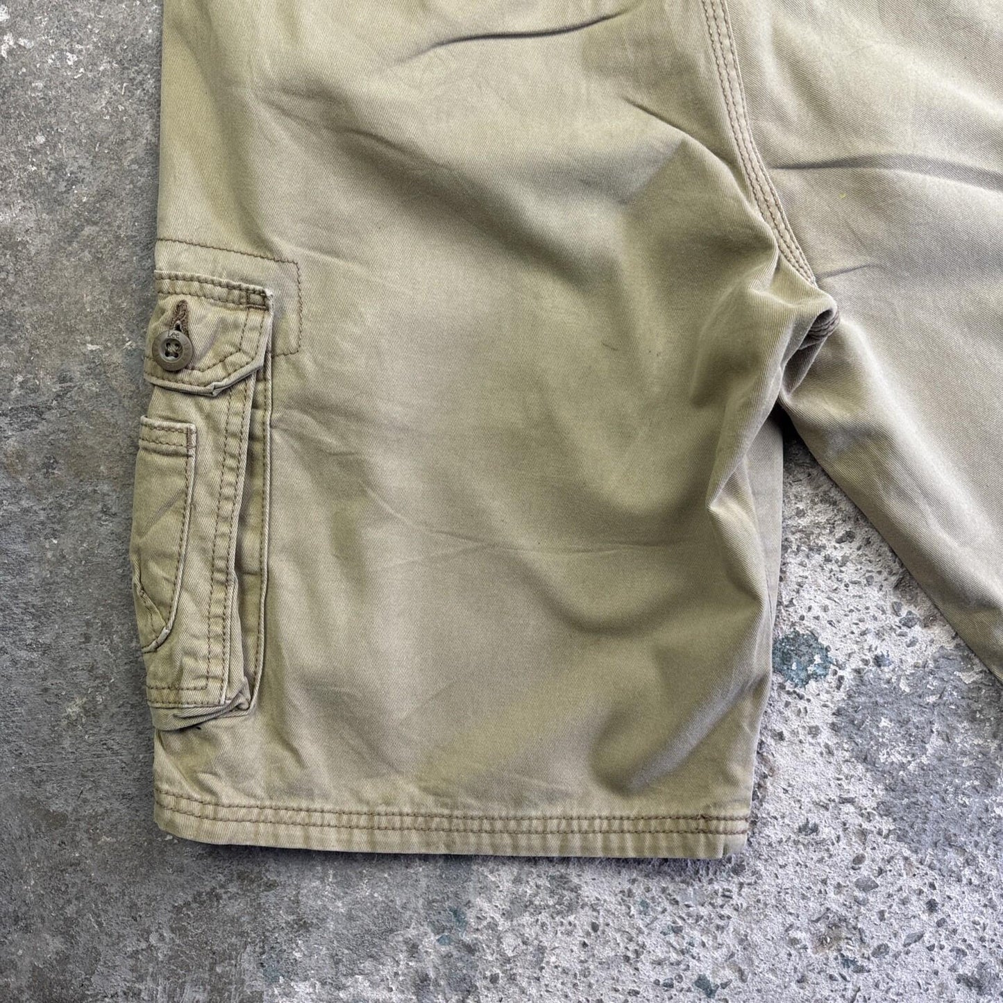 Khaki Green Cotton Lee Cargo Shorts | W30