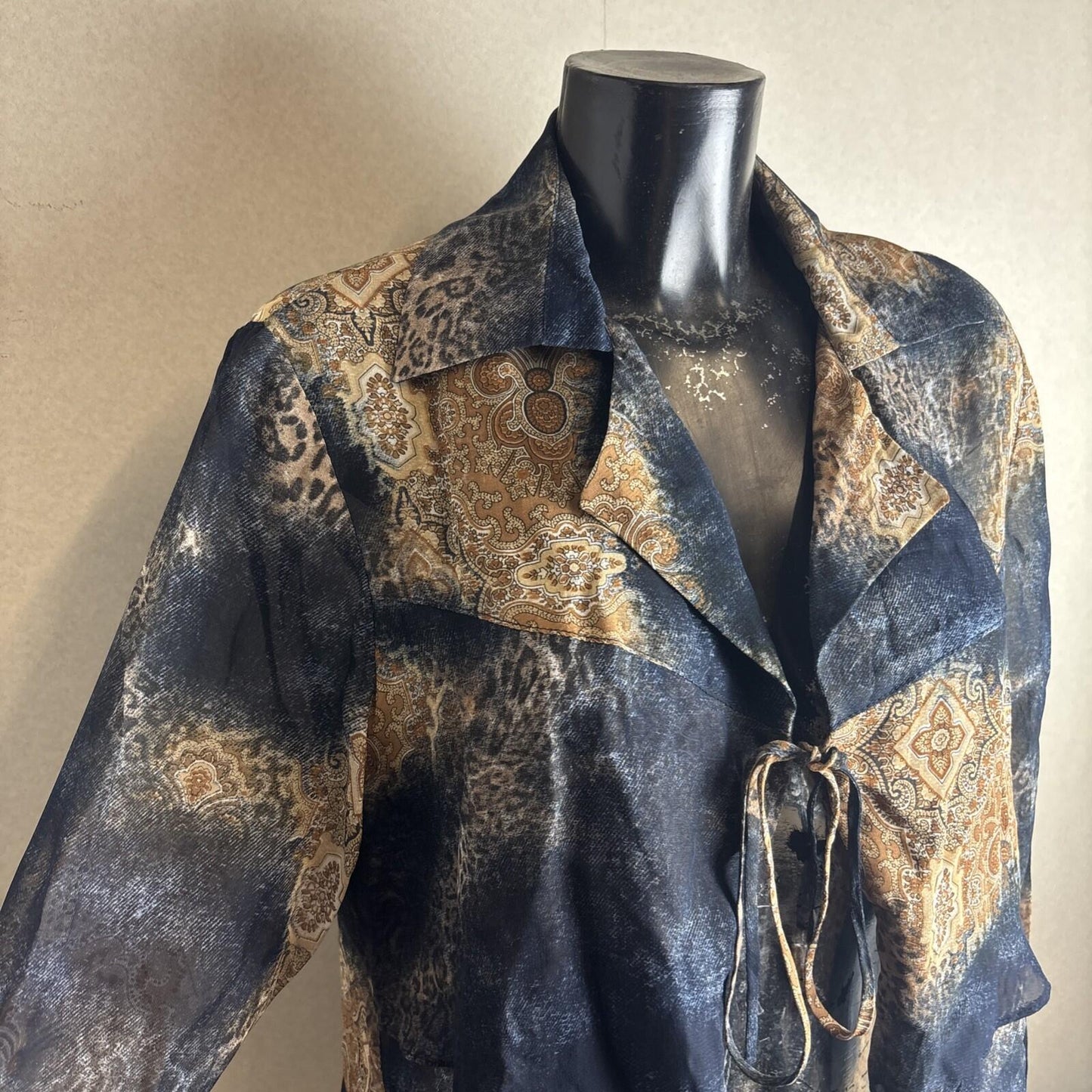 Y2K Women’s Freda’s Navy And Leopard Print Blouse | Size 14