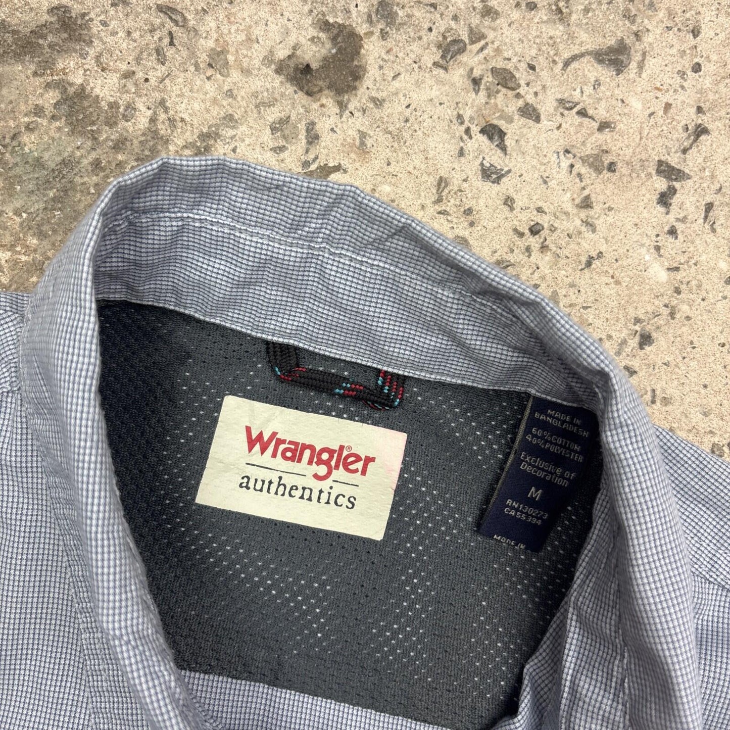 Blue Chequered Wrangler Short Sleeve Shirt | M